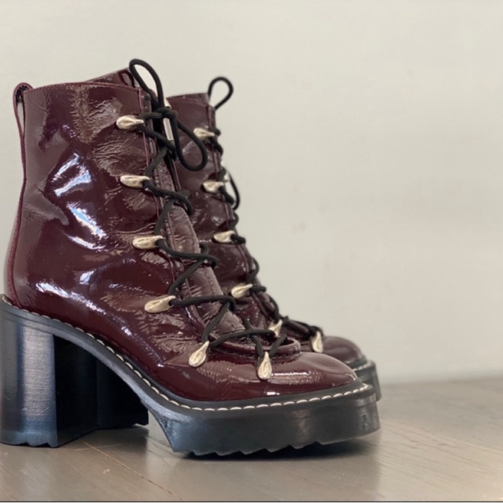 Rag & Bone Sanne platform boots in burgundy patent leather